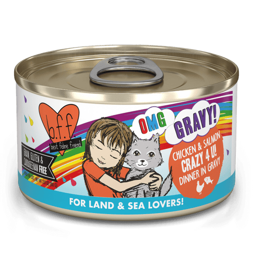 BFF OMG Crazy 4 U! Chicken & Salmon Can 2.8oz-Four Muddy Paws