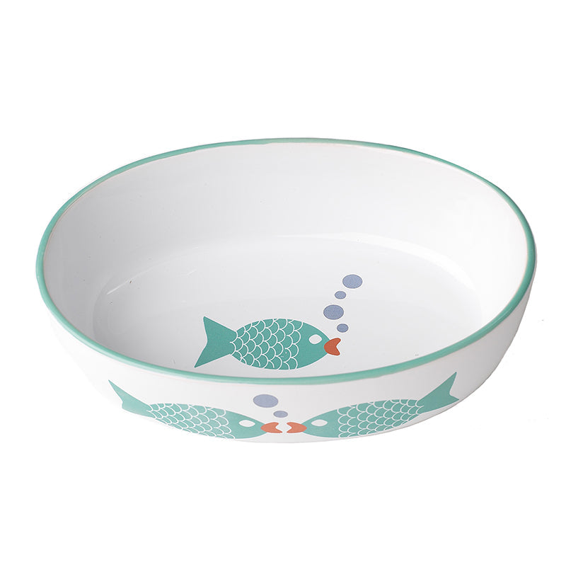 BUBBLE FISH CAT OVAL TURQUOISE 2 CUPS-Four Muddy Paws