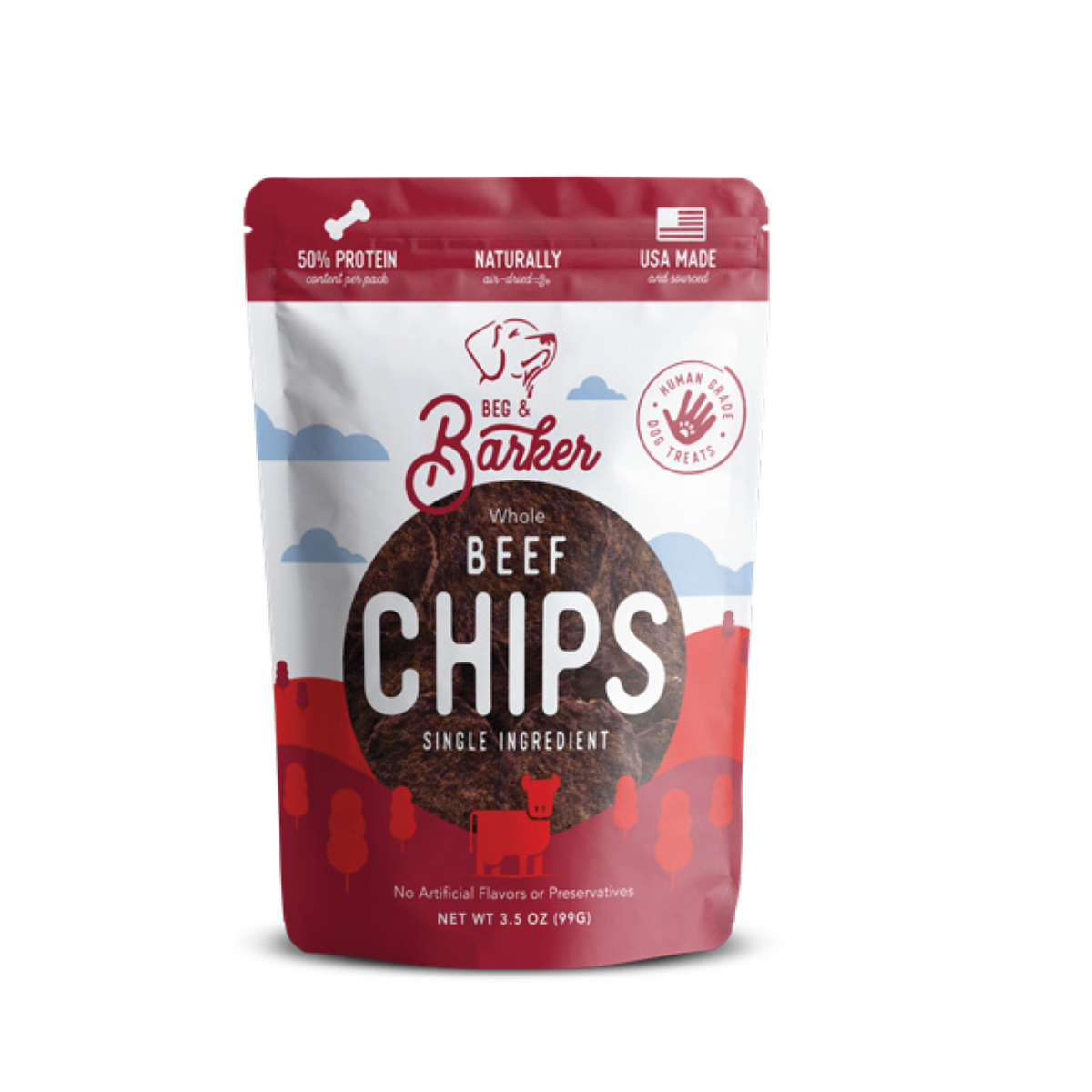Beg & Barker Whole Beef Chips Dog Treat 3.5oz-Four Muddy Paws