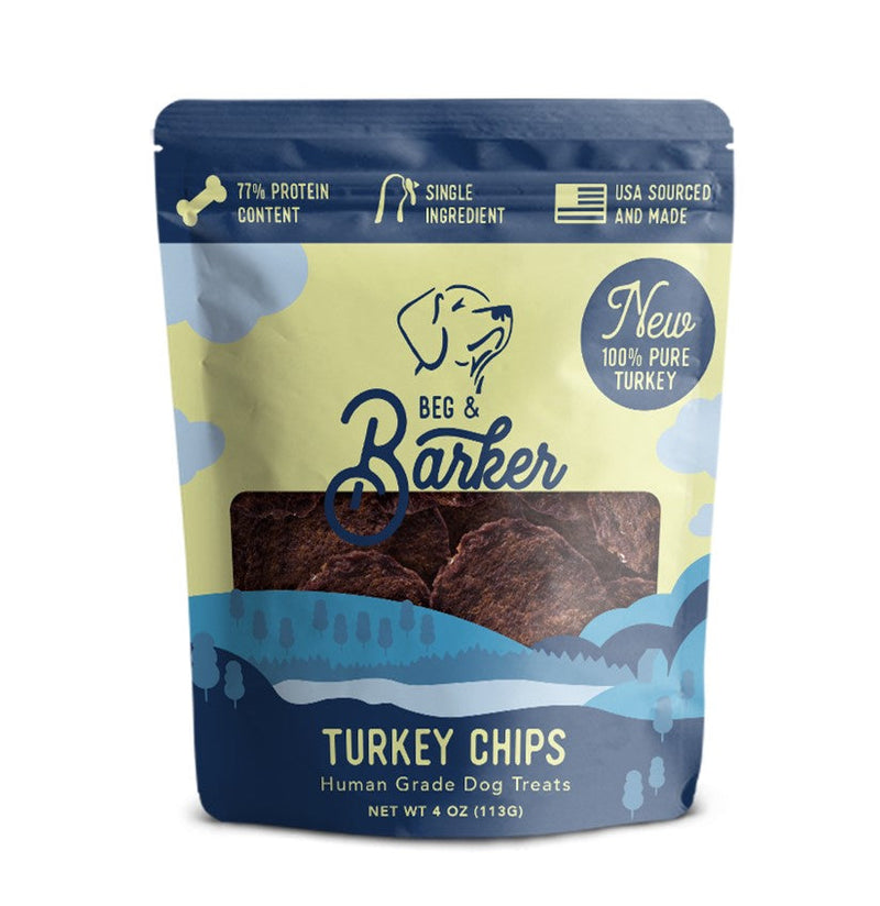 Beg & Barker Whole Turkey Chips Dog Treat 4oz-Four Muddy Paws