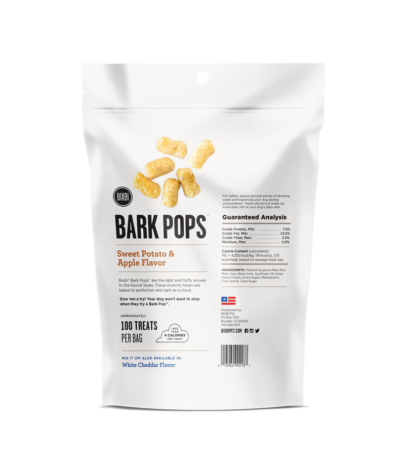 Bixbi Bark Pops Sweet Potato & Apple Dog Treats 4oz-Four Muddy Paws