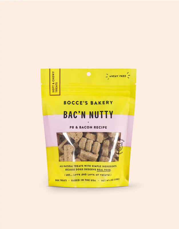 Bocce's Bac' N Nutty Soft Chews 6oz-Four Muddy Paws