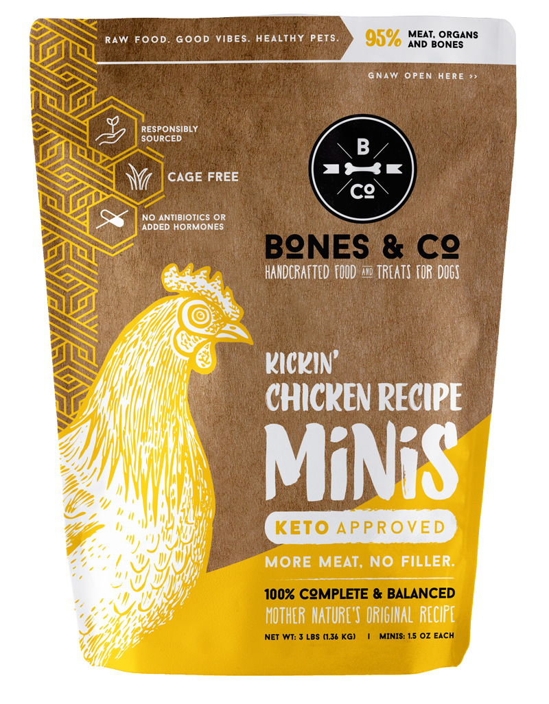 Bones and Co Dog Frozen Grain Free Minis Chicken 3lb-Four Muddy Paws