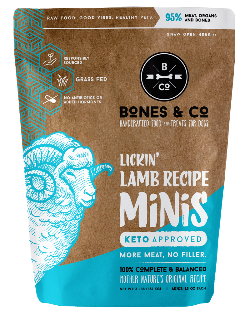 Bones and Co Dog Frozen Grain Free Minis Lamb 3lb-Four Muddy Paws