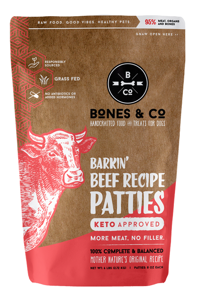 Bones and Co Dog Frozen Grain Free Patties Beef 6lb-Four Muddy Paws