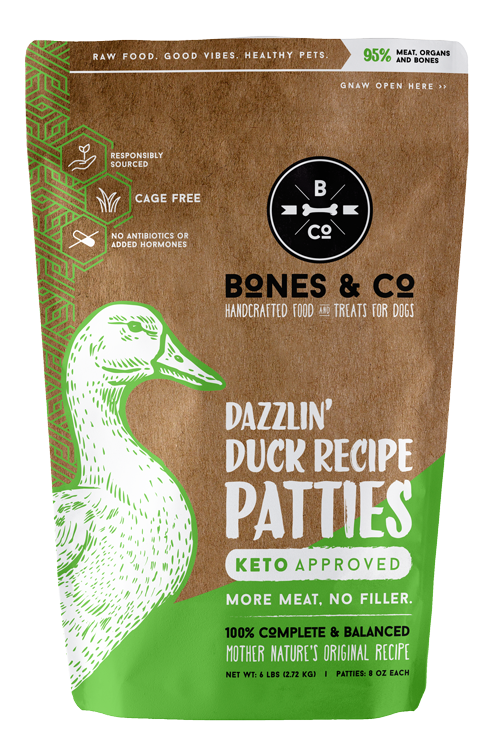 Bones and Co Dog Frozen Grain Free Patties Duck 6lb-Four Muddy Paws