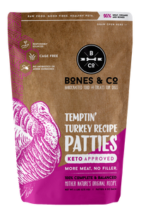 Bones and Co Dog Frozen Grain Free Patties Turkey 6lb-Four Muddy Paws