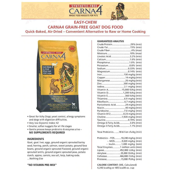 CARNA4 DOG EASY CHEW GRAIN FREE GOAT FOOD 5LB-Four Muddy Paws