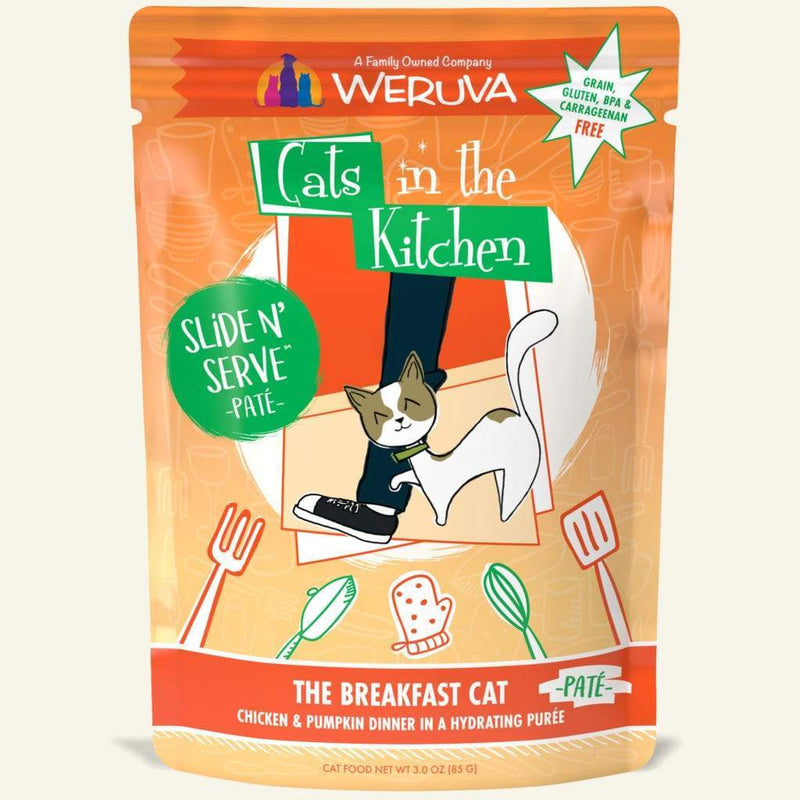 Cats In The Kitchen Slide N Serve The Breakfast Cat 3oz Pouch-Four Muddy Paws