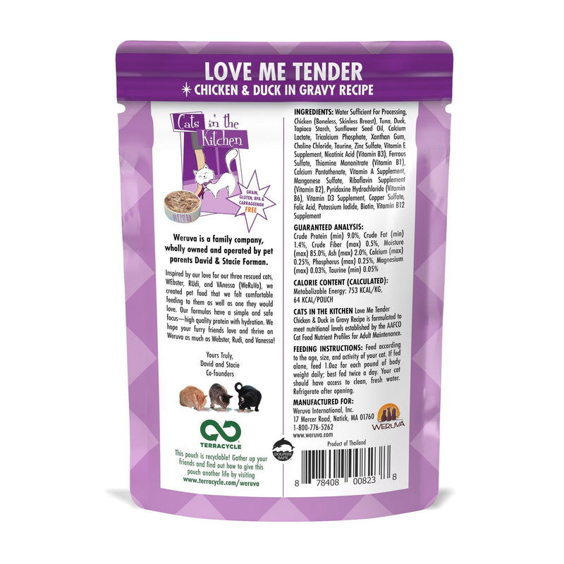 Cats in the Kitchen Pouches Love Me Tender 2.8oz Pouch-Four Muddy Paws
