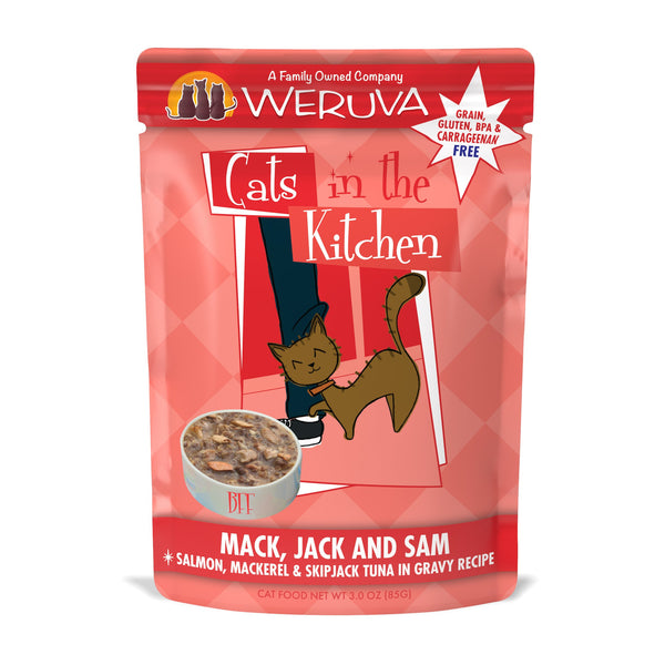 Cats in the Kitchen Pouches Mack, Jack & Sam 3oz Pouch-Four Muddy Paws