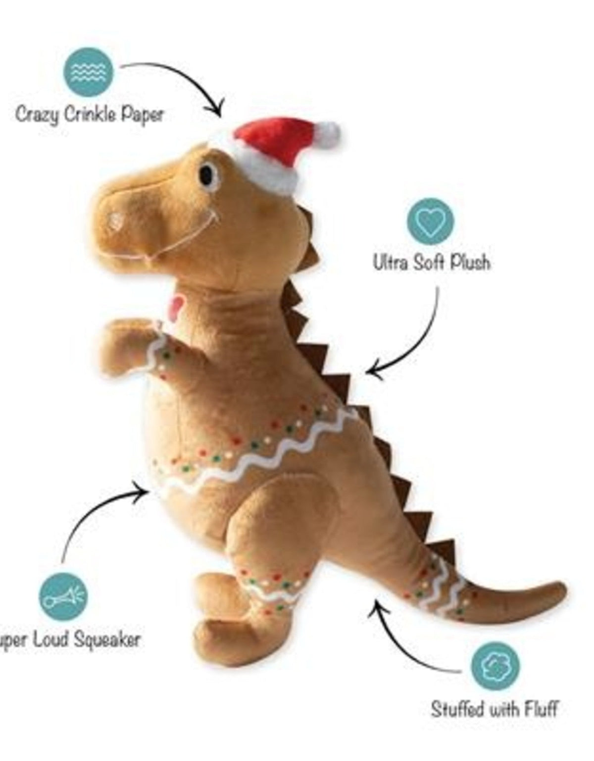 Cookie-Saurus Plush Dog Toy-Four Muddy Paws