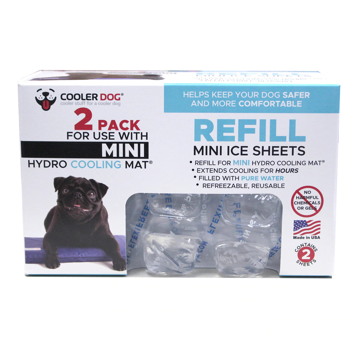 CoolerDog Mini Refill Hydro Cooling Mat Ice Sheet 2 pack-Four Muddy Paws
