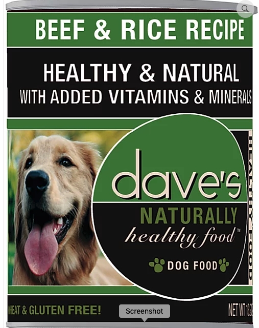 DAVE'S DOG FOOD CANNED NATURALLY HEALTHY BEEF AND RICE 13oz-Four Muddy Paws