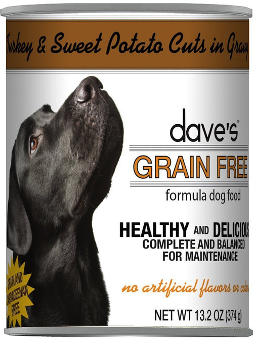 DAVE'S DOG GRAIN FREE TUCKEY & SWEET POTATO IN GRAVY 13oz-Four Muddy Paws