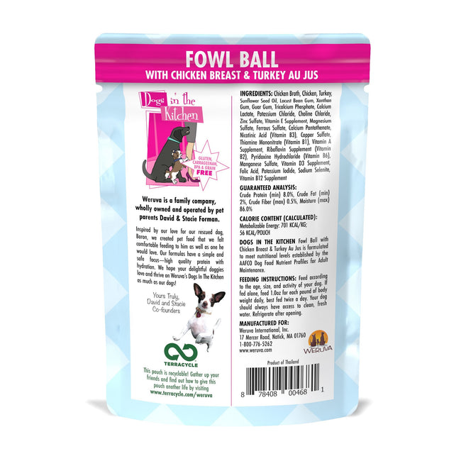 DOGS IN THE KITCHEN POUCH FOWL BALL 2.8oz-Four Muddy Paws