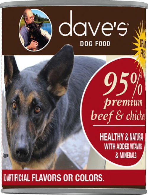 Dave's 95% Meat Can Dog Food Beef/Chicken 13oz-Four Muddy Paws