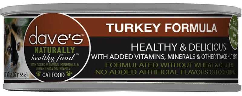 Dave's Grain Free Can Cat Food Turkey 5.5oz-Four Muddy Paws