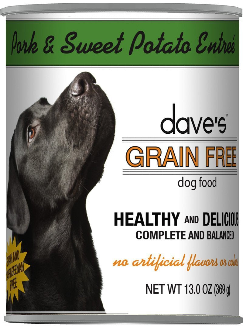 Dave's Grain Free Can Dog Food Roast Pork 13oz-Four Muddy Paws