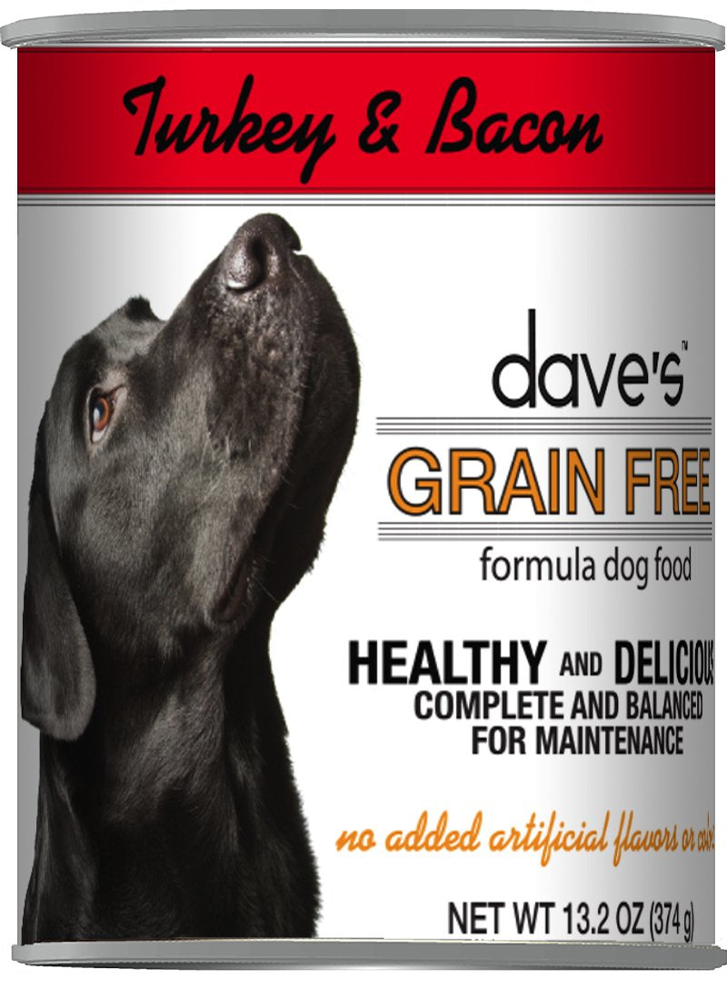 Dave's Grain Free Can Dog Food Turkey/Bacon 13oz-Four Muddy Paws