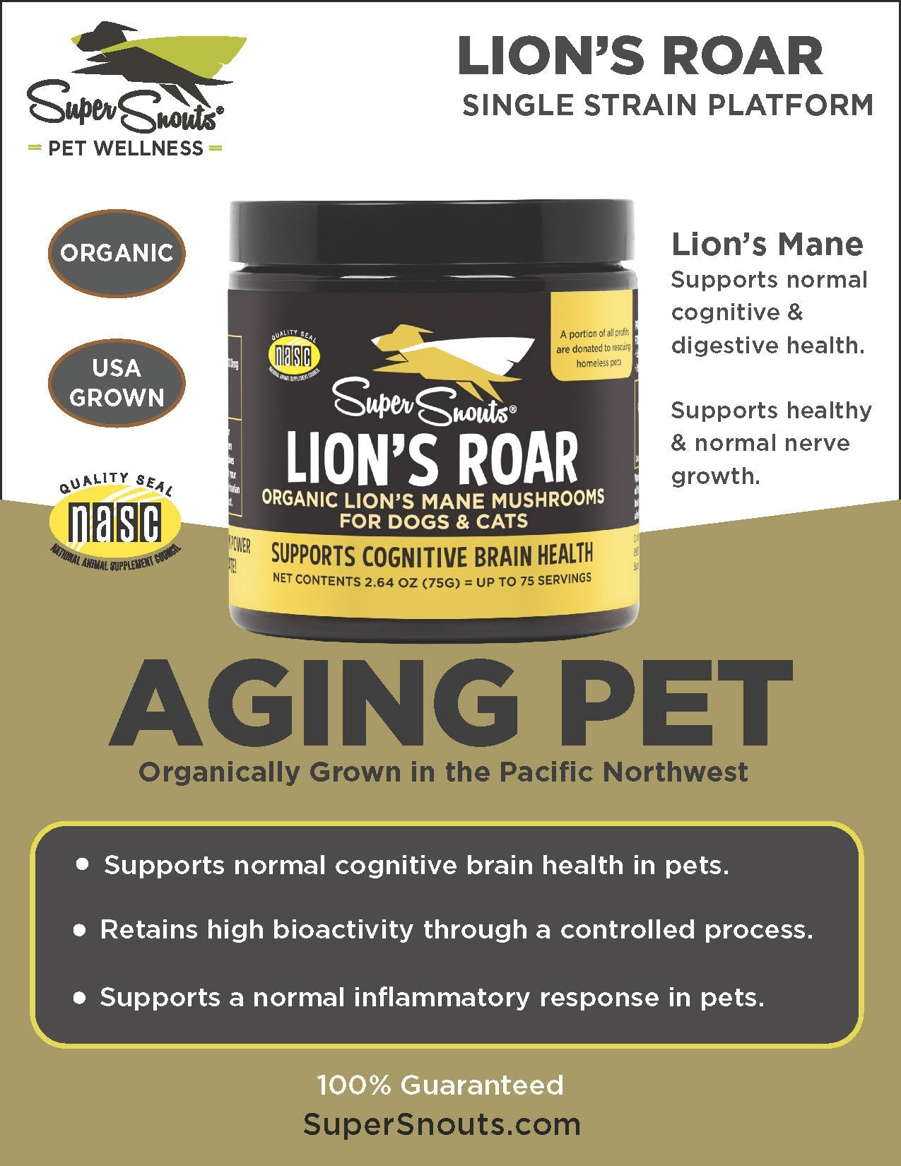 Diggin Your Dog Lion's Roar Mushrooms Cat & Dog 75g-Four Muddy Paws