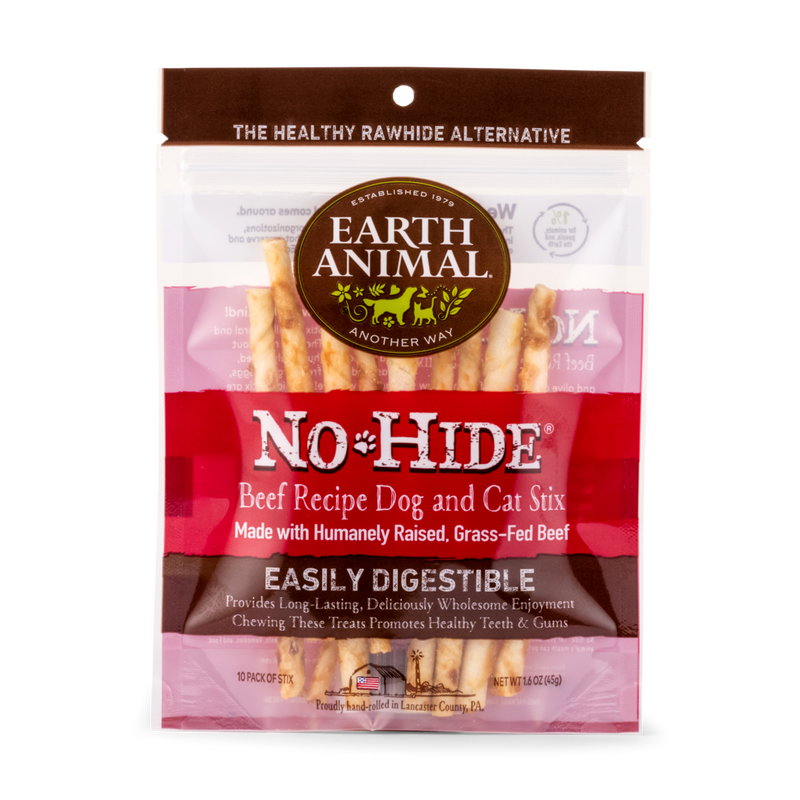 EARTH ANIMAL NO HIDE STIX Beef 10pk-Four Muddy Paws