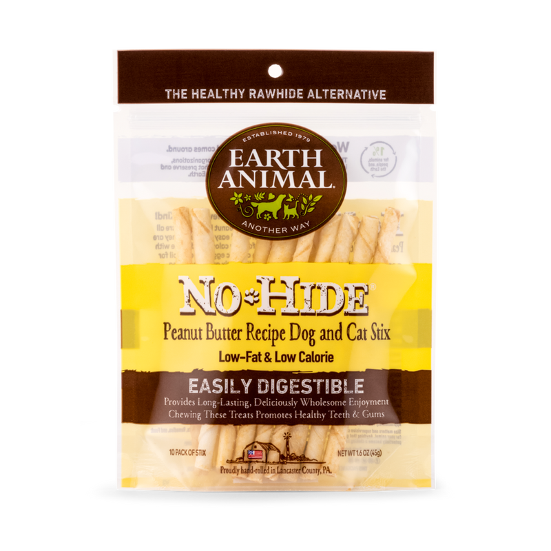 EARTH ANIMAL NO HIDE STIX Peanut Butter 10pk-Four Muddy Paws