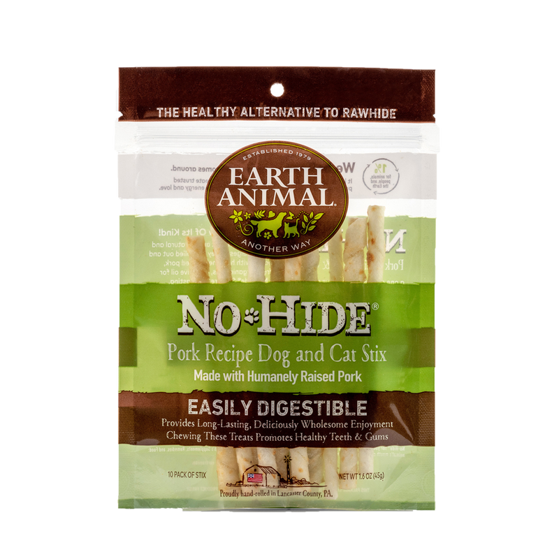 EARTH ANIMAL NO HIDE STIX Pork 10pk-Four Muddy Paws