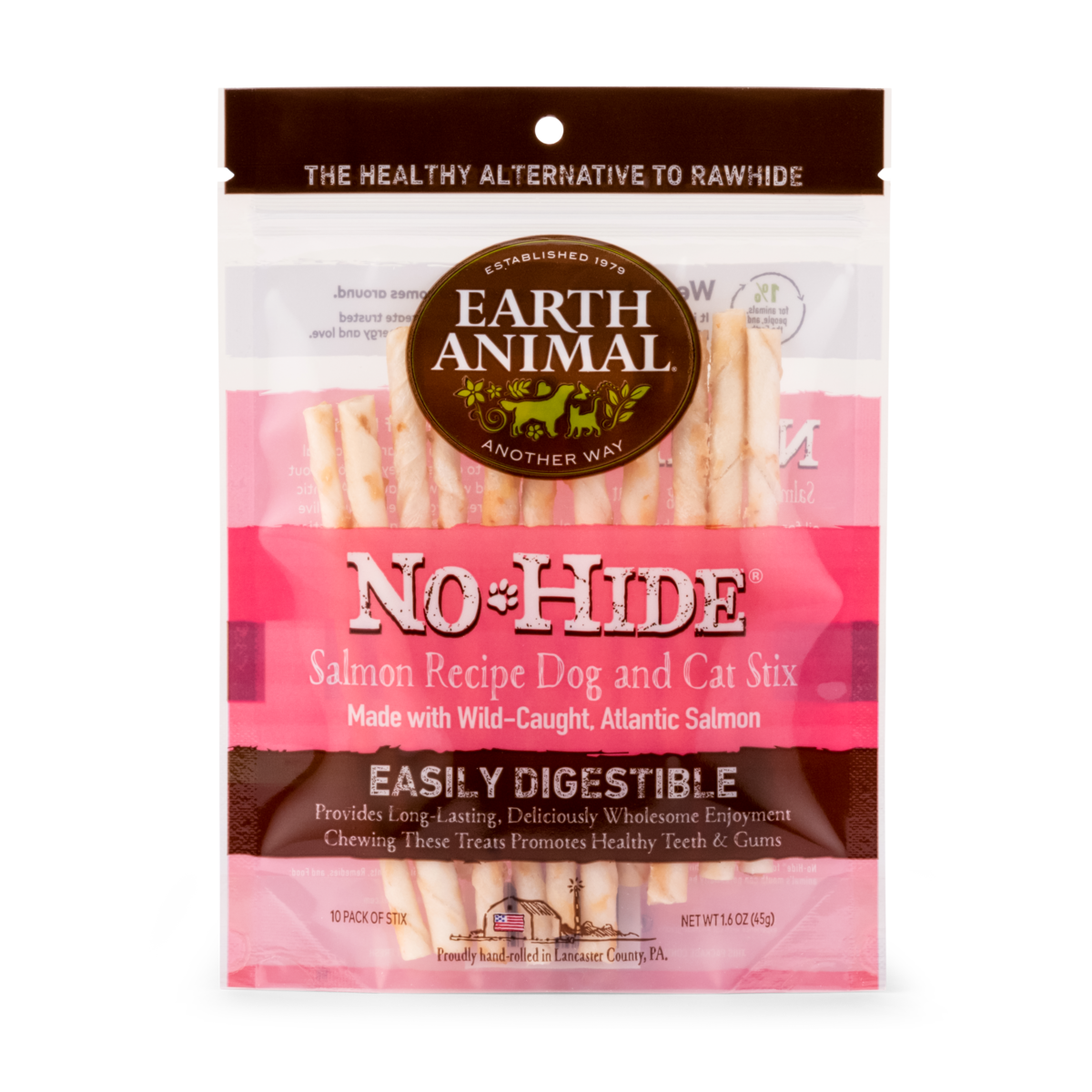 EARTH ANIMAL NO HIDE STIX Salmon 10pk-Four Muddy Paws