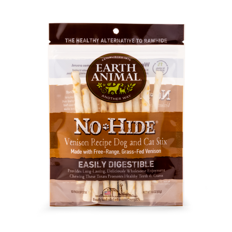 EARTH ANIMAL NO HIDE STIX Venison 10pk-Four Muddy Paws