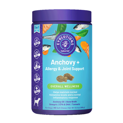Evolutions Anchovy Allergy Soft Chews 90 count-Four Muddy Paws