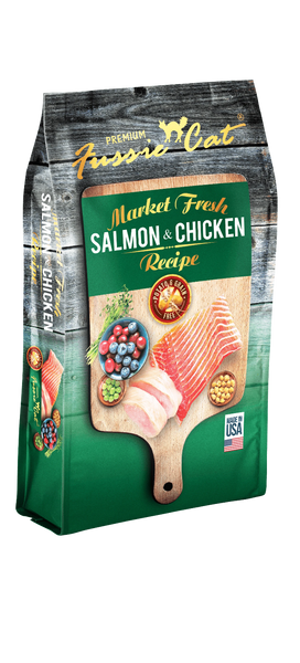 FUSSIE CAT DRY SALMON/CHICKEN 4lb-Four Muddy Paws