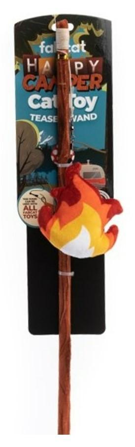 Fabcat Happy Camper Fire Teaser Wand-Four Muddy Paws