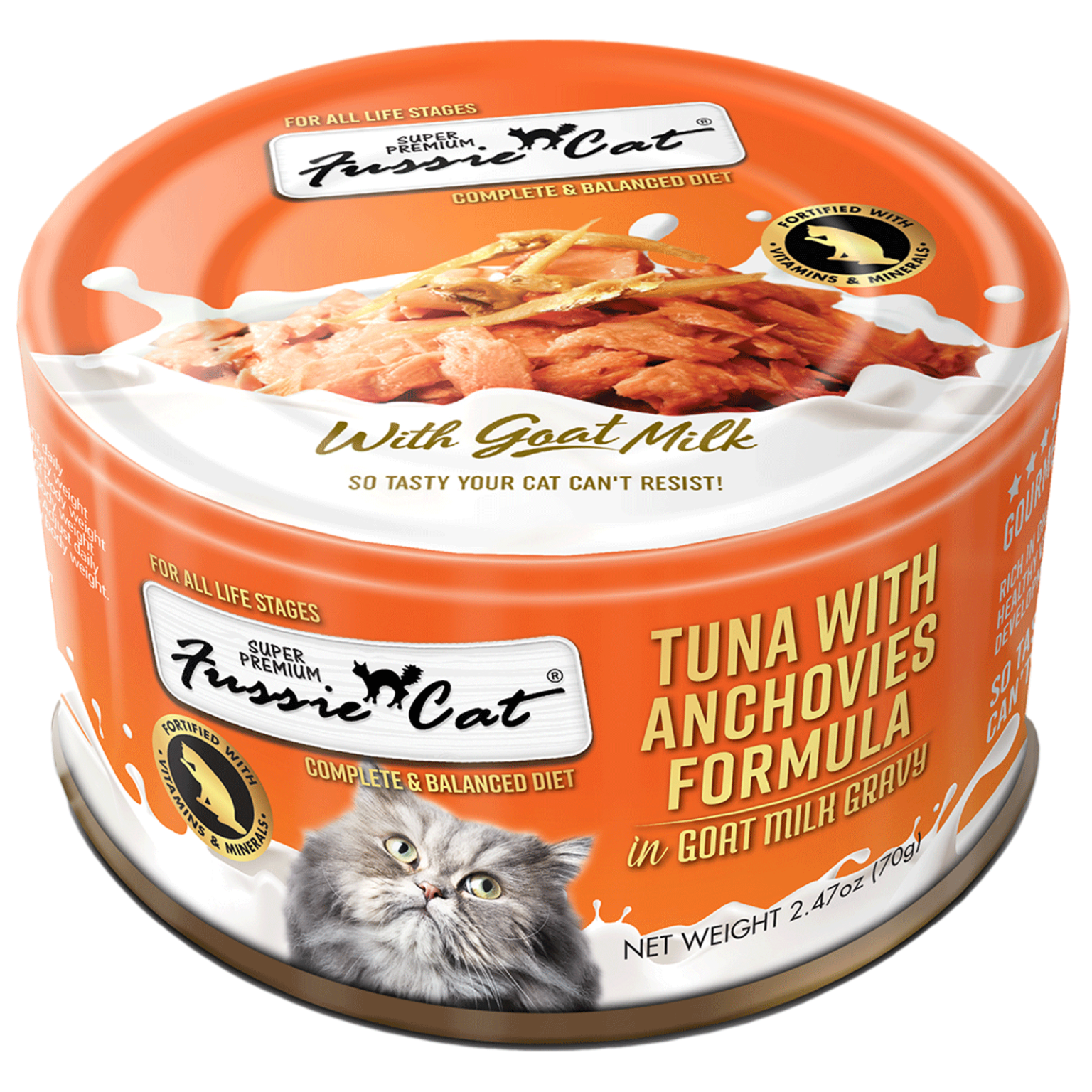 Fussie Cat Premium Tuna Anchovies in Goat Milk 2.47oz-Four Muddy Paws