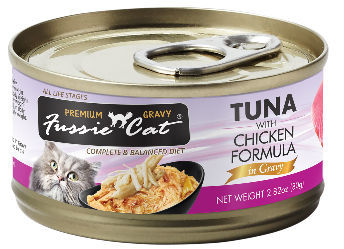Fussie Cat Premium Tuna Chicken in Gravy 2.82oz-Four Muddy Paws