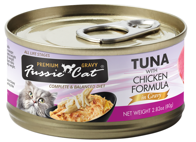Fussie Cat Premium Tuna Chicken in Gravy 2.82oz-Four Muddy Paws