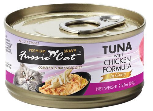 Fussie Cat Premium Tuna Chicken in Gravy 2.82oz-Four Muddy Paws