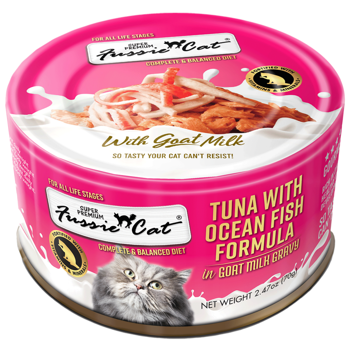 Fussie Cat Premium Tuna Oceanfish in Goat Milk 2.47oz-Four Muddy Paws