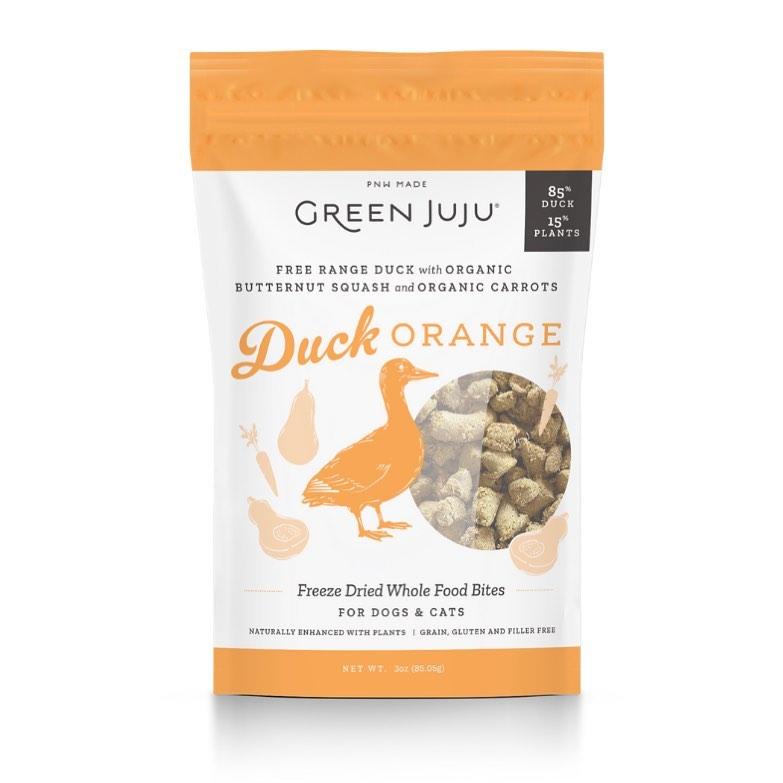 Green Juju Dog Freeze Dried Duck Orange Bites 3oz-Four Muddy Paws
