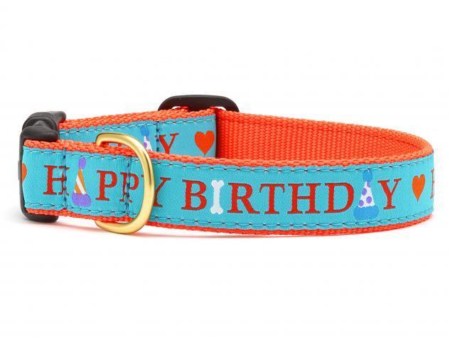 Happy Birthday Dog Collar Wide MD-Four Muddy Paws