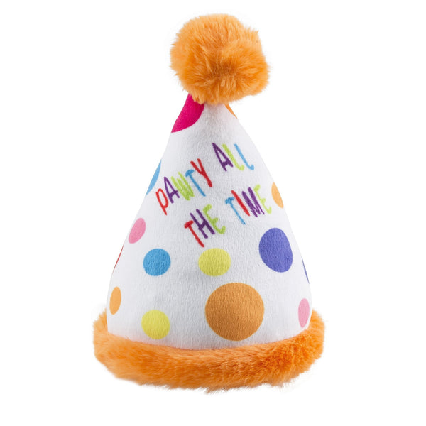 Haute Diggity Happy Birthday Party Hat Dog Toy Large-Four Muddy Paws