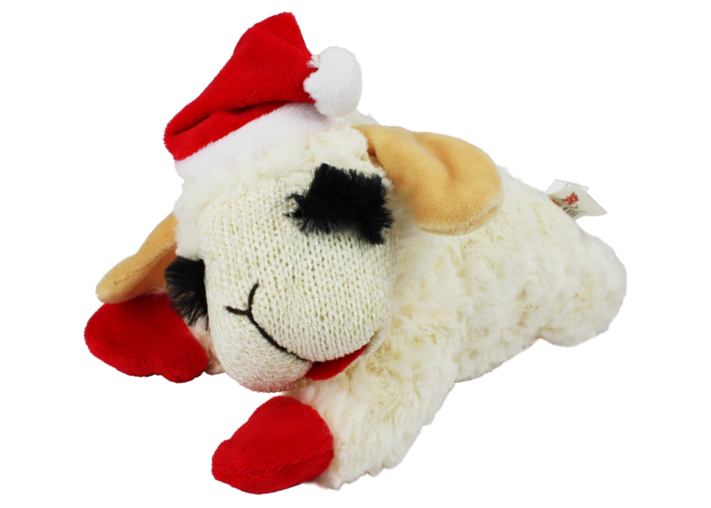 Holiday Lambchop With Santa Hat 6"-Four Muddy Paws