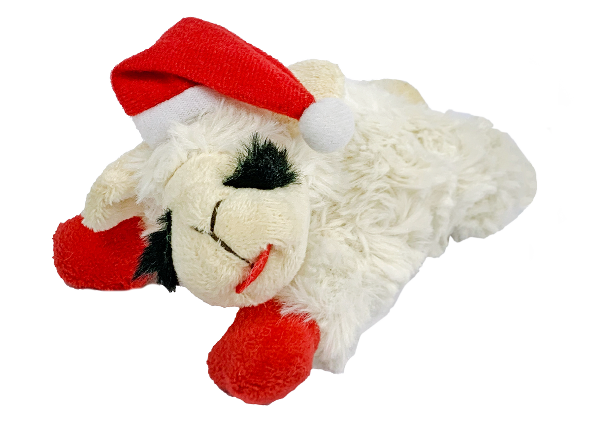 Holiday Lambchop With Santa Hat 6"-Four Muddy Paws