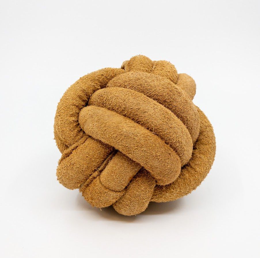 HuggleHide Natural Leather Knotted Ball Toy Large-Four Muddy Paws