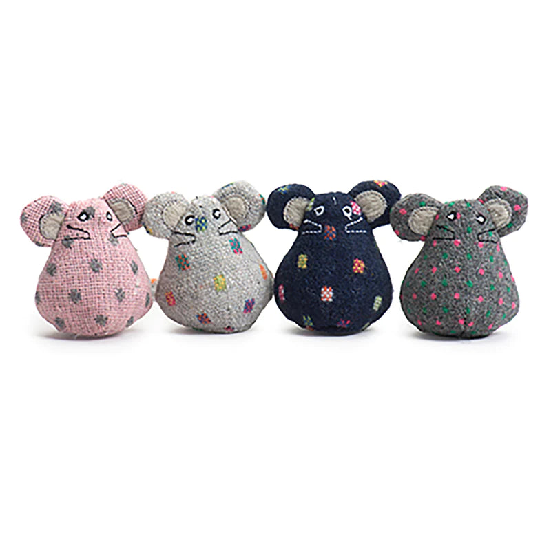 Hugglekats Polka Dot Mice Cat Toy Assorted-Four Muddy Paws