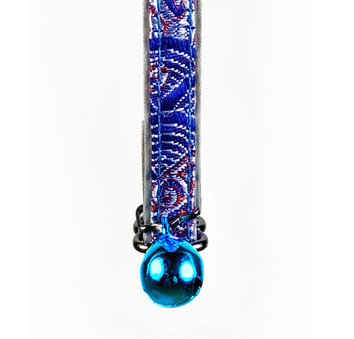 JEWELI EMBROIDERED REFLECTIVE CAT COLLAR Blue-Four Muddy Paws