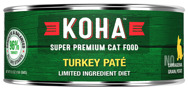 KOHA CAT GRAIN FREE LIMITED INGREDIENT 95% TURKEY PATE 5.5oz-Four Muddy Paws