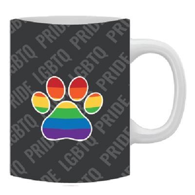 LGBTQ Rainbow Paw Coffee Mug-Four Muddy Paws