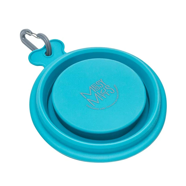 MESSY MUTTS COLLAPSIBLE BOWL 3 CUP BLUE-Four Muddy Paws