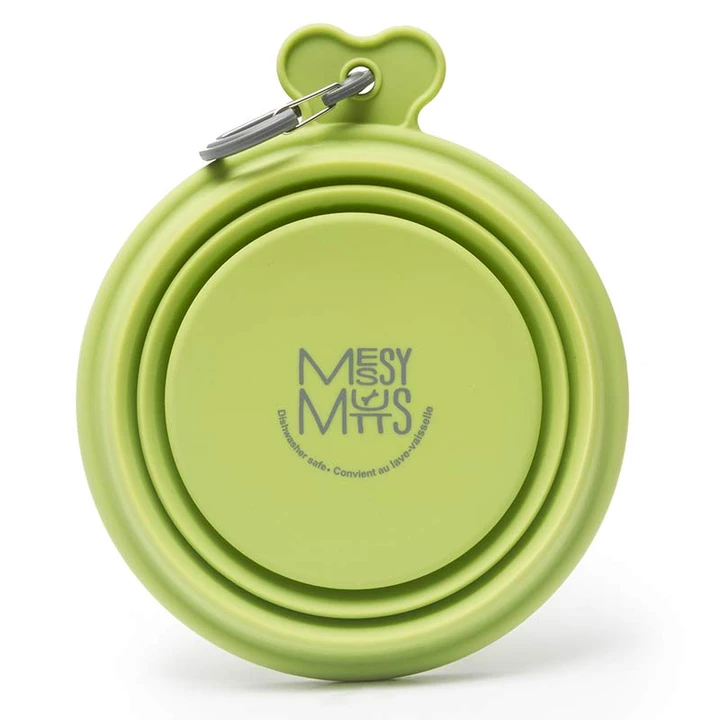 MESSY MUTTS COLLAPSIBLE BOWL 3 CUP GREEN-Four Muddy Paws